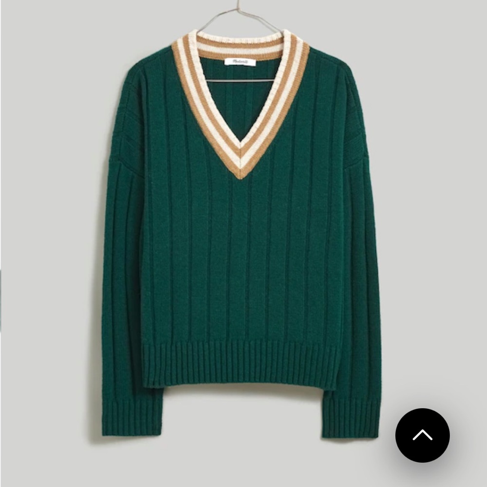 Madewell Tipped V-Neck Oversized Sweater